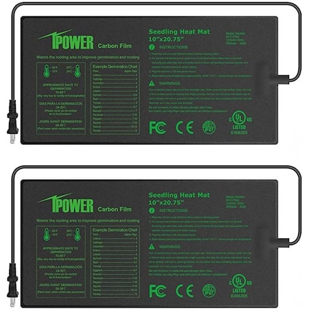 Ipower 10" x 20.75" Seedling Heat Mat , Black, 2-Pack, 2PK GLHTMTPROSX2